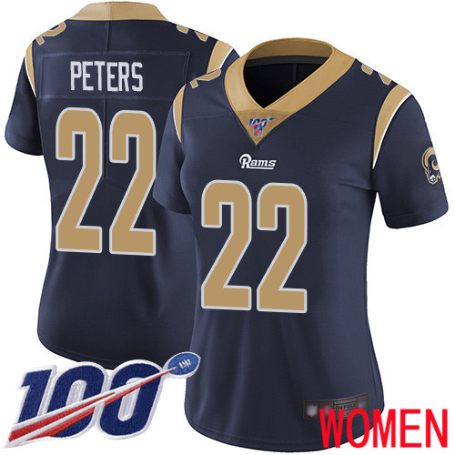 Los Angeles Rams Limited Navy Blue Women Marcus Peters Home Jersey NFL Football #22 100th Season Vapor Untouchable->los angeles rams->NFL Jersey